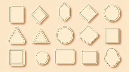 Aufkleber - Outlined sticker shapes in various geometric designs over a flat beige background create a clean-style aesthetic for creative projects