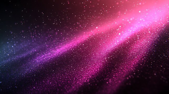 Abstract digital art featuring flowing pink and purple particles.