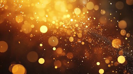 Poster - Golden bokeh background with glitter effect for christmas and new year festive celebration design
