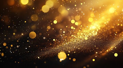 Poster - Golden bokeh background abstract glitter light sparkle christmas effect party celebration 