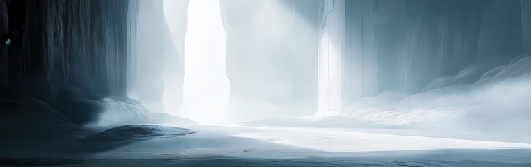 Aufkleber - ethereal white futuristic environment with stark light and linear vertical structures creating a sur
