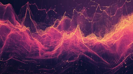 Poster - Glowing Futuristic Network of Data and Information with Light Streaks and Particles on a Dark Background