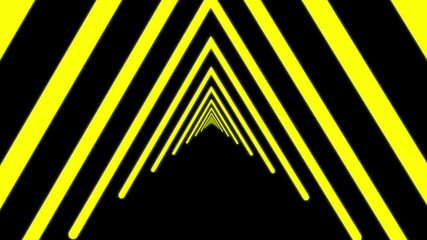 Poster - Abstract Infinite Tunnel Of Glowing Yellow Triangles On Black Background Animation