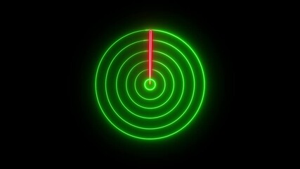 Poster - Glowing Green Radar Screen With Red Beam Searching On A Black Background Animation