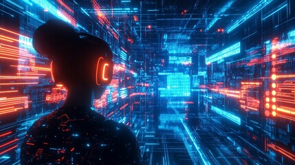 Poster - vr metaverse digital world technology futuristic cyber space augmented reality simulation virtual re