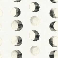 Poster - Watercolor Lunar Phases Pattern on Textured Background - Elegant Moon Cycle Design