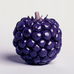Aufkleber - A single fresh blackberry with plump drupelets and a natural stem on a plain white background, showcasing its healthy and juicy na
