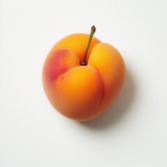 Poster - Close-up of a Single, Perfectly Ripe Apricot with Velvety Orange Skin and Fresh Green Stem