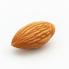 Poster - Single Roasted Almond Nut on White Background in Studio Light - Healthy Snack Food Close-Up