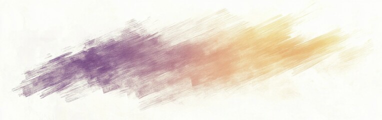 Poster - Abstract white background featuring a single brush stroke blending purple, orange, and yellow hues with a textured, vintage appearance.