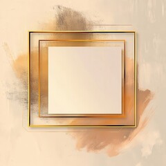 Aufkleber - Abstract gold frame with brush stroke background, perfect for stylish invitations or elegant presentation templates.