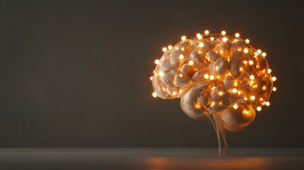 Poster - Illuminated brain model for science and technology concepts ai neural network and mental health awareness