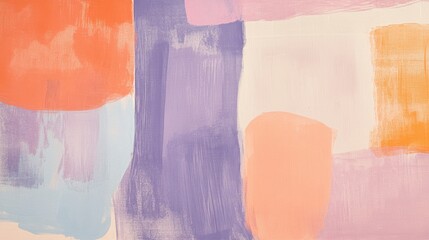 Aufkleber - Abstract painting with soft brush strokes and muted colors in lavender, orange, pink, and blue