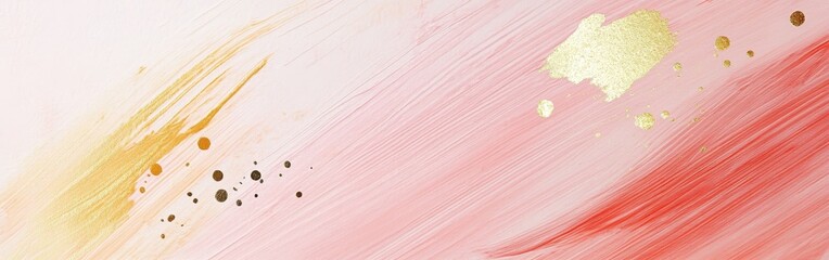 Poster - Artistic background of soft pencil strokes wash in pastel pink and amber with abstract gold foil accents and texture