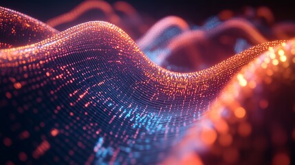 Poster - abstract data wave visualization digital technology background for ai and machine learning 3d