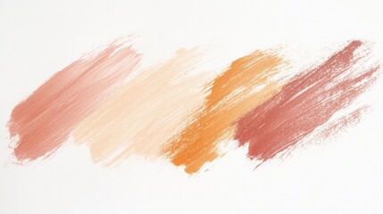 Aufkleber - White minimalist composition with a bold pencil strokes in shades of orange and brown