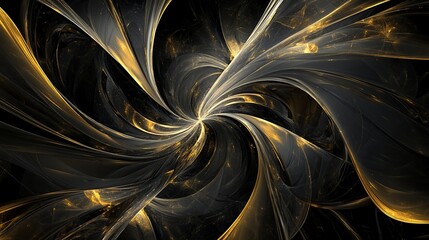 Poster - Abstract gold and black fractal swirl background design for wallpaper desktop or graphic design projects