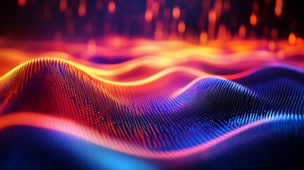 Digital neon wave pattern in abstract motion