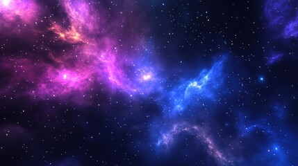 Wall Mural - Vibrant cosmic nebula with swirling pink and blue gases against a starry backdrop