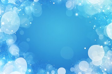 Poster - Abstract Blue Background with White Glowing Circles and Sparkles Decoration