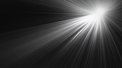 Poster - Abstract monochrome image featuring a bright light source with radiating lines from the center point