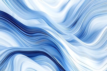 Poster - Abstract Flowing Blue White Lines Pattern, Curving Motion Background Design