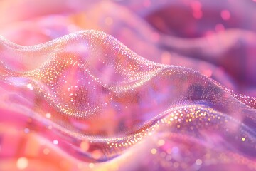Poster - Abstract Flowing Dotted Glitter Texture Waves in Pink and Purple Hues Background
