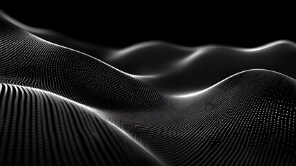Poster - Abstract White Dotted Wavy Grid Surface on Transparent Background for Digital Art