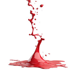 Poster - Red liquid drops cascading on a Transparent background create an abstract display of color and flow, red liquid drops paint color flow down on PNG background