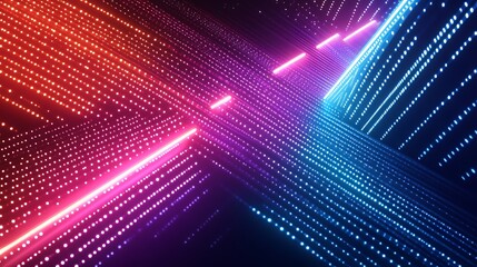 Aufkleber - Glowing Dots with Colorful Neon Lines on Dark Backdrop for futuristic designs