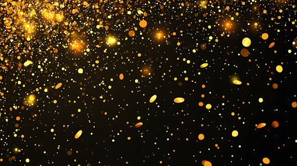 Poster - Golden Confetti Scatter over Transparent Backdrop, Festive Glitter Particles Overlay