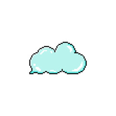 Fototapete - Pixel art dialogue box, blue cloud shape. Speech bubbles in the mood of 90's aesthetics. Vector 8-bit retro style illustration
