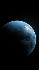 a mesmerizing image of planet earth, with its blue and green continents contrasted against the black
