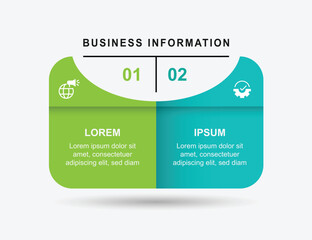 Poster - 2 step infographic template. Banner presentation with two step table. 