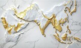 Gold-accented Asia map on marble; design, decor
