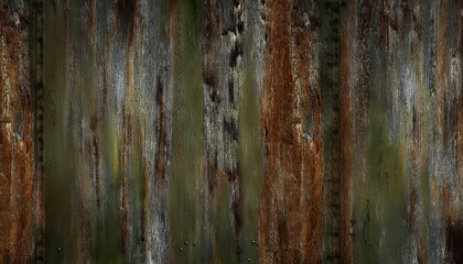 Aufkleber - rustic weathered corrugated metal texture with oxidized green and brown patina for industrial wall or grunge design backdrop

