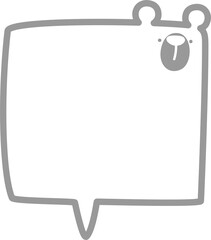 Fototapete - minimal doodle hand draw animal bear speech bubble balloon, icon sticker memo keyword planner text b