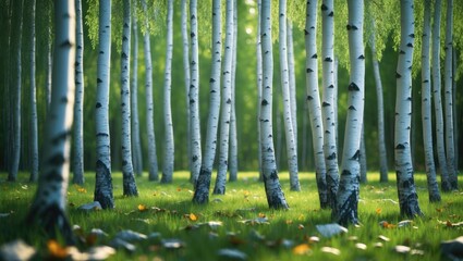 Poster - Birch woodland scenery