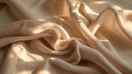 Poster - Light and Shadows on Beige Linen Fabric