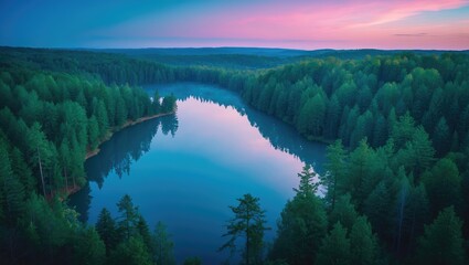 Poster - Imposing pine trees towering in peaceful woodlands.