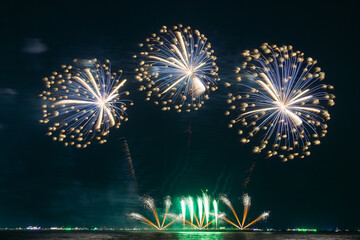 multicolored fireworks exploding over water