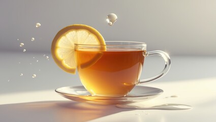 Poster - Splash of lemon tea in the background