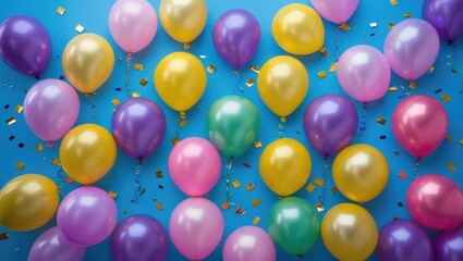 Poster - A variety of balloons set on a vibrant background