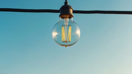 Poster - hanging light bulb against a clear sky