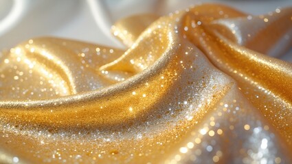 Leinwandbilder - Golden yellow glitter abstract with a glowing effect. Radiant shimmer of luxury. White and silver illumination for textured backgrounds.