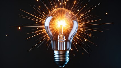 Aufkleber - Lightbulb bursting with electric sparks