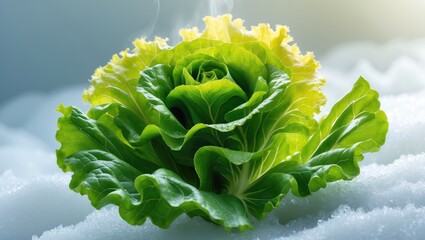 Poster - Close-up of lettuce leaf on a plain background