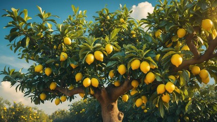 Aufkleber - Lemons on a Tree, developing lemons