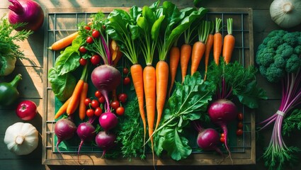 Poster - Fresh vegetables from local markets, garden harvest, clean eating, and dieting ideas