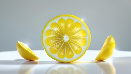 Poster - Lemon Slice, Isolated on Background with Clipping Path
